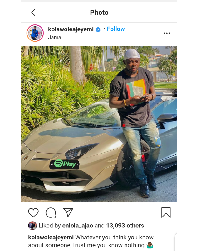 Dele Omowoli, Itele, And Others React As Yoruba Actor Kolawole Ajeyemi Poses With A Sport Car (photo) 3 Screenshot 20210502 203617