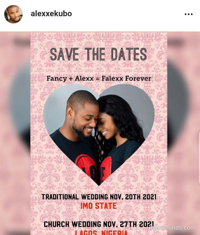 Actor Alexx Ekubo shares his wedding date with his soon to be bride, Fancy Acholonu 3 Screenshot 20210512 073651