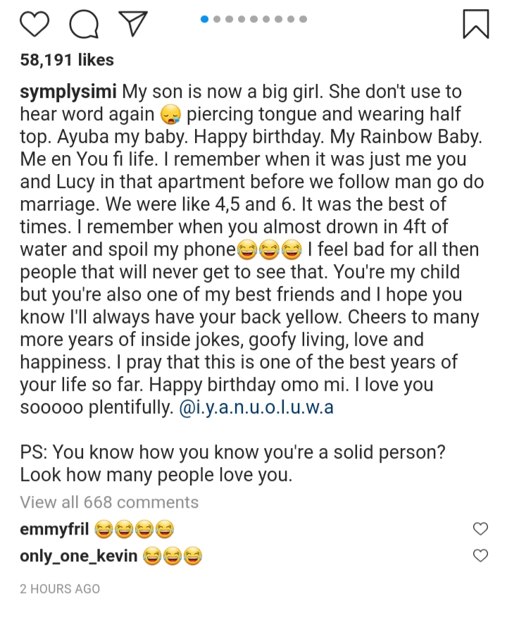 "My Son Is Now A Big Girl" Simi Says As She Post Photos Of Her Sister As She Clocks A New Age 3 20210610 175813 1