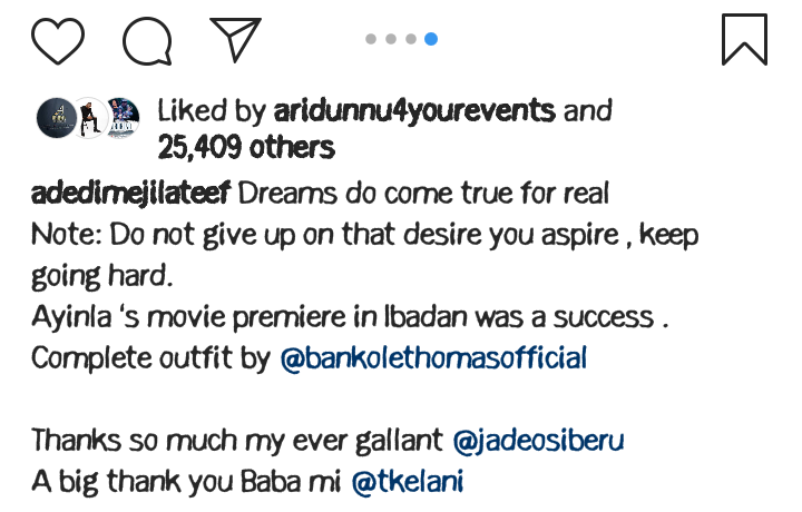 Reactions After Yoruba Actor Adedimeji Lateef Share Cute Photos At A Movie Premier "AYINLA" 3 Screenshot 20210613 120813