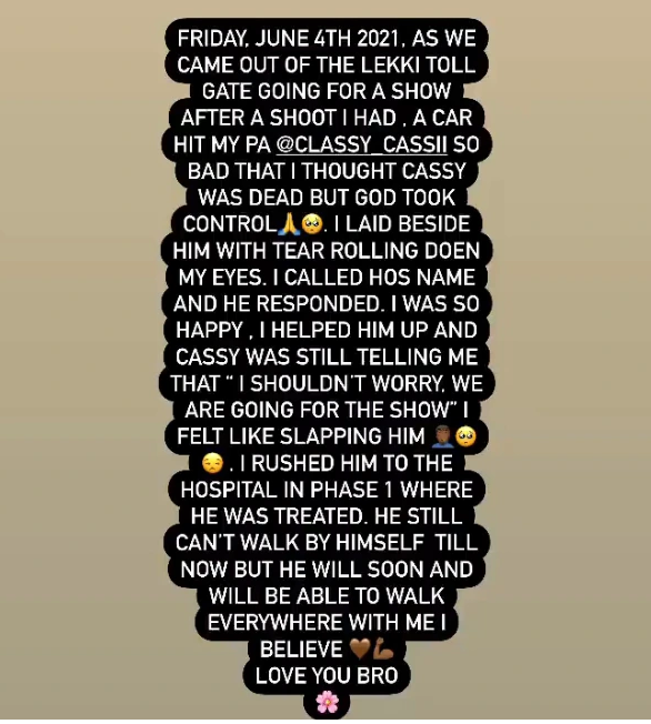 Broda Shaggi Drops Heartwarming Message For His Personal Assistant Who Was Hit By A Car In Lagos 6 Screenshot 20210617 190130
