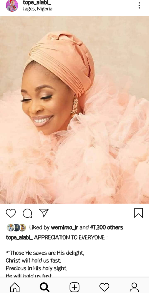 "Thanks For Standing By Me" Tope Alabi Says As She Appreciates Her Fans 3 Screenshot 20210620 120306