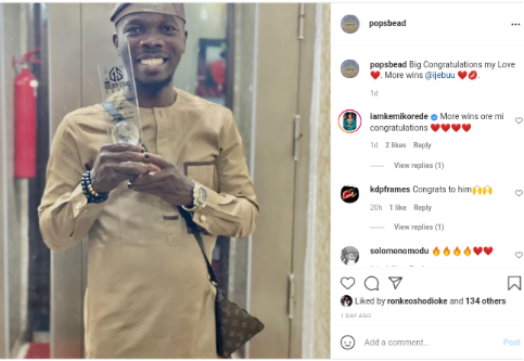 Yoruba Actor, Olatayo Amokade Ijebu’s Wife Celebrates Him As He Won The Comic Actor Of The Year At The Golden Star Awards (video) 4 Screenshot 20210622 121031