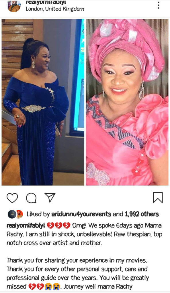 Bimbo Oshin,Kunle Afod,Yomi Fabiyi And Others Reacts To The Sudden Death Of Nollywood Legendary Actress Rachel Oniga 6 Screenshot 20210731 104827