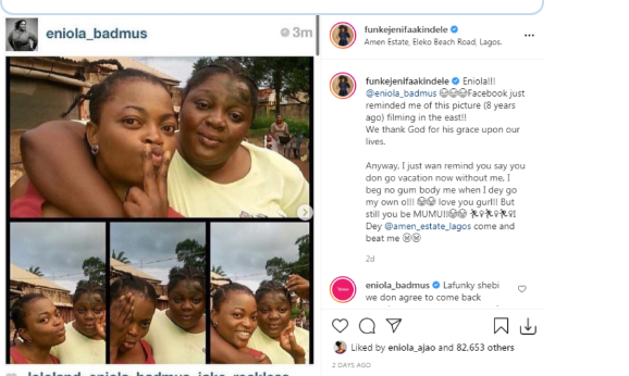 ‘Eight years, still gallant’ Funke Akindele and Eniola Badmus shares epic throwback to celebrate 8 years of friendship 3 Screenshot 20210804 173803