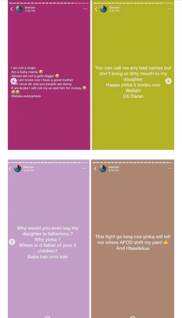 ‘You still sleep with Ayinde after your wedding’ Newly married Actress Olayinka Solomon and MC Oluomo’s alleged babymama fights dirty 6 Screenshot 20211103 092450