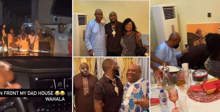 Fans Storm Entrance Of Davido Dad House,Singer Prostrates For His Parent (Video) 2 Davido