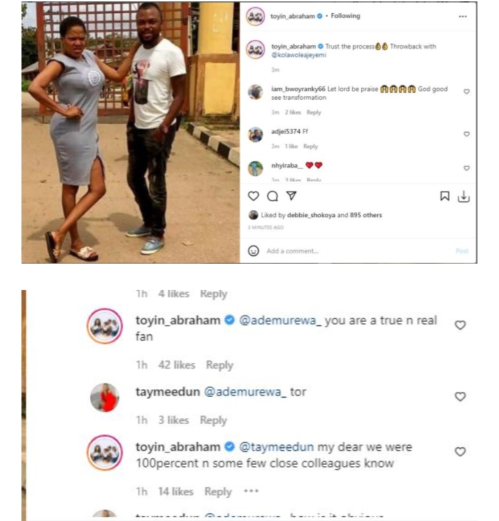 ‘Trust the process’ Actress Toyin Abraham reminds fans of her love journey with husband, shares epic throwback photo 3 Screenshot 20220122 133601