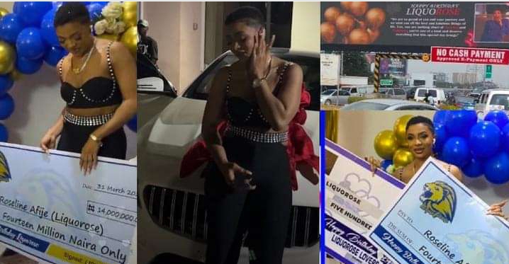 Fans gift Liquorose N14.5M, Mercedes-Benz, erect a billboard of her on 27th birthday (Photos / video) 2 Screenshot 20220401 101612