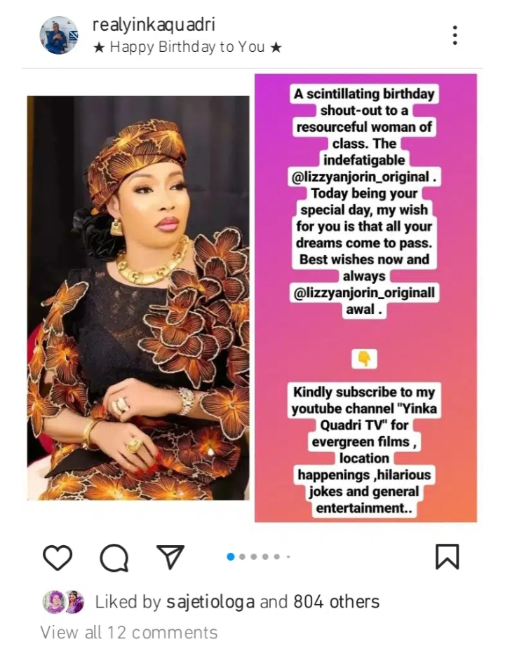 “You are a resourceful woman of class” Yinka Quadri eulogises Lizzy Anjorin 3 Screenshot 20220405 091732