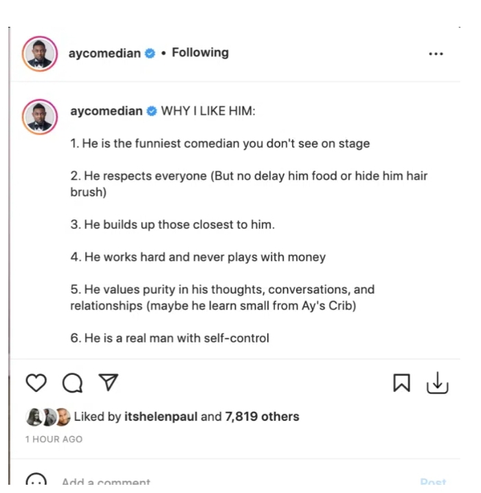 ‘Anywhere you see him, bill him’ Comedian AY leaks Alex Ekubo secret as he clocks ‘age 36’ 3 Screenshot 20220410 182942