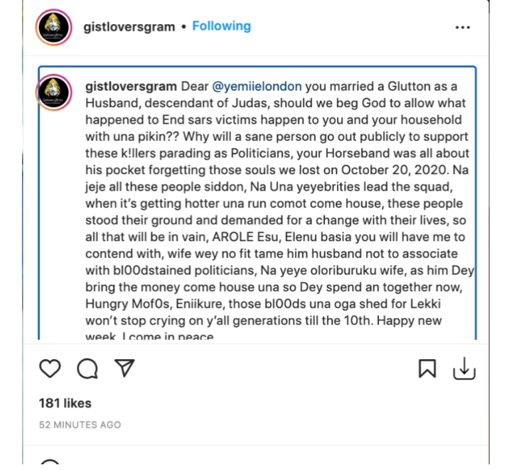 ‘You married a glutton as a husband’, Actor Woli Arole’s wife Yemi dragged into her husband’s mess for supporting Tinubu 3 Screenshot 20220418 134311