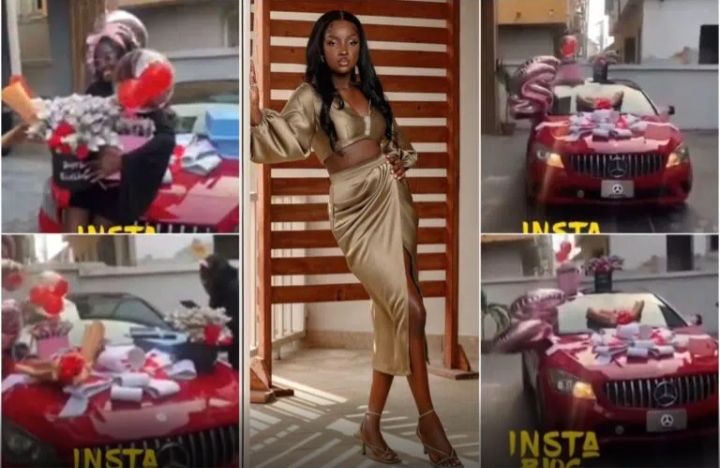 BBNaija’s Saskay left speechless as fans gift her a Benz with truckload of gifts (Photos and Video) 2 Saskay left speechless as fans gift her a Benz with truckload of gifts (Photos and Video)