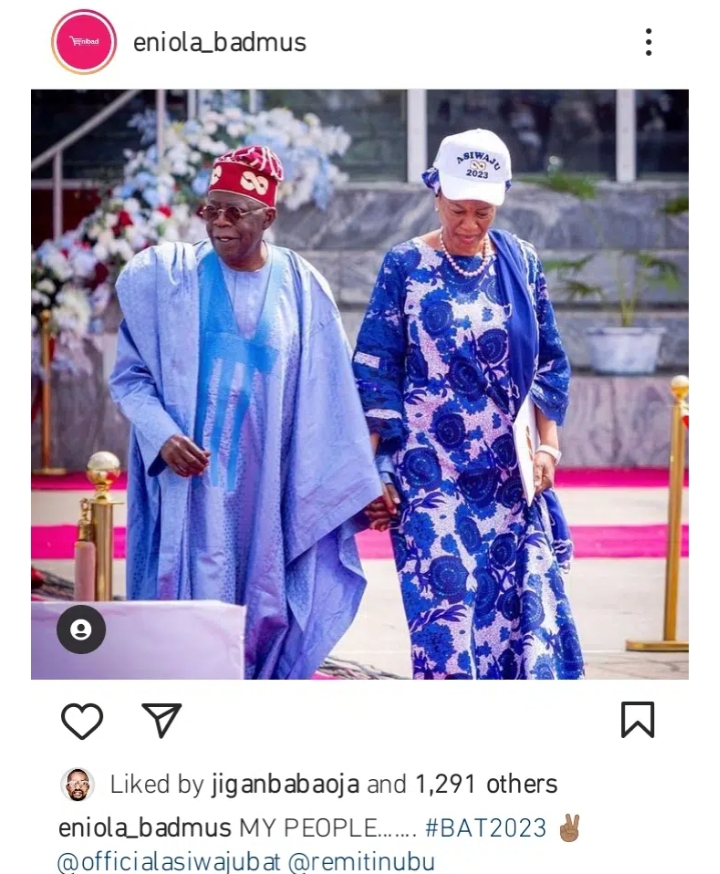 Eniola Badmus gets into trouble with fans for loving Bola Tinubu and his wife, Remi Tinubu 3 Screenshot 20220625 122021