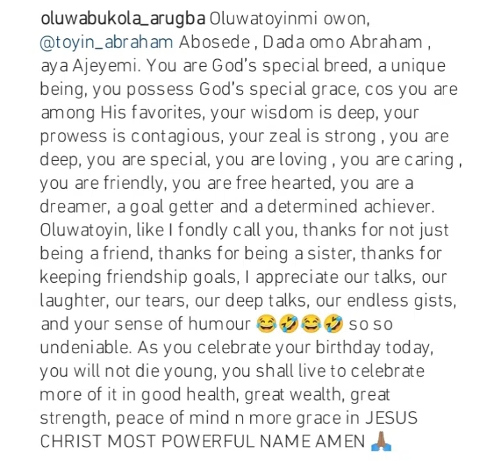 Bukola Arugba lauds Toyin Abraham’s unique character in teary-eyed birthday note 3 Screenshot 20220905 122746