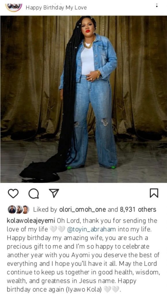 "My amazing wife" Kolawole Ajeyemi says as he gets emotional to celebrates wife, Toyin Abraham’s birthday 3 Screenshot 20220905 130349