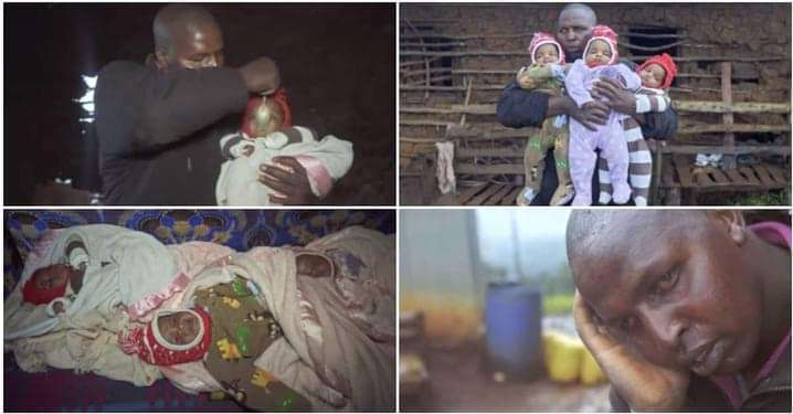 "I Give Them Porridge": Dad Who Takes Care of His 3 Newborns Alone Cries out in Video, Says He Can't Buy Milk (Video) 2 Newborns