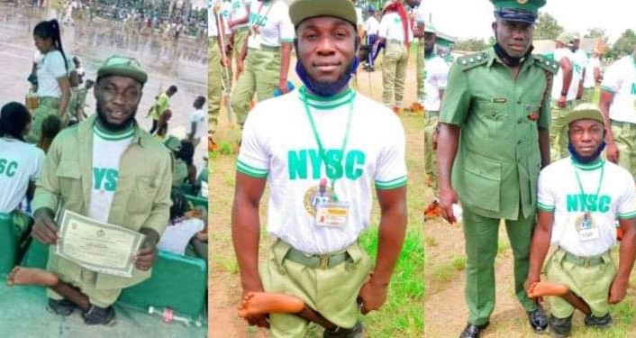 “You don’t have to make excuses for failure” – Physically challenged young man says as he celebrates passing out of NYSC