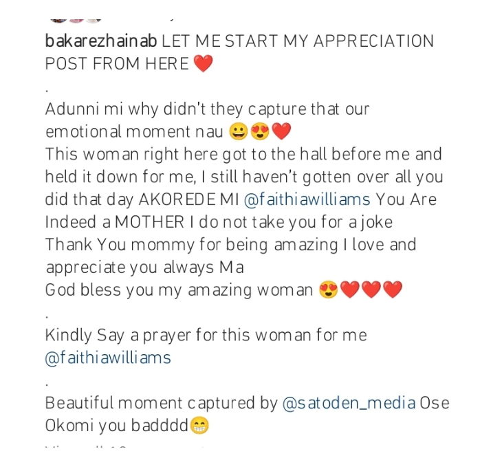 Actress Zainab Bakare gets emotional over gesture from Faithia Williams 3 Screenshot 20221007 221124