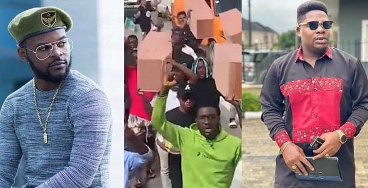 #EndSARS memorial: Falz, Mr Macaroni join youths as they march with dummy coffins at Lekki Tollgate (Photos/Video) 2 Macaroni