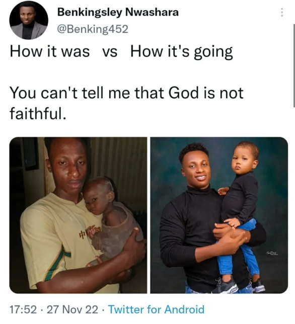 Young man who found a baby girl dumped by the road side in Enugu in June 2022, shares new heartwarming photo of him and the girl 5 Screenshot 20221128 192522