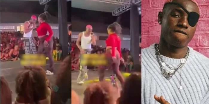 Moment Curvy Lady Stopped Ruger From Grabbing Her While Dancing With Him On Stage (Video) 2 Ruger