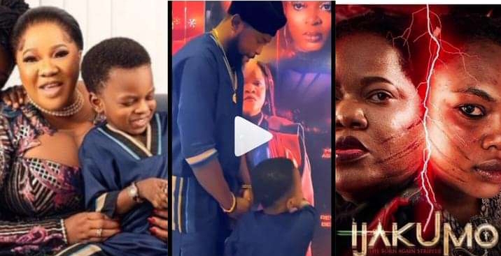 “Morogo oo, Ire Like Me in Movie, more than in real Life” – Actress Toyin Abraham Excited as His son Ire Jump for Joy After Seeing Her in a Poster, Shares Video